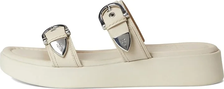 Frye Maya Buckle Sandals Women's Wedge Shoes Ivory : 9 B - Medium, Leather - Image 6