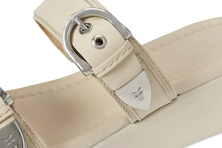 Frye Maya Buckle Sandals Women's Wedge Shoes Ivory : 9 B - Medium, Leather - Image 7