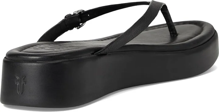 Frye Maya Buckle Thong Sandals Women's Wedge Shoes Black : 8 B - Medium, Leather - Image 4