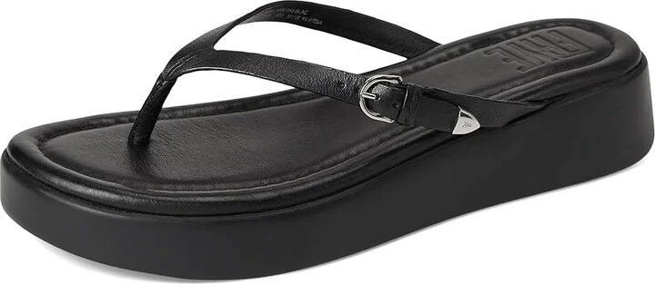 Frye Maya Buckle Thong Sandals Women's Wedge Shoes Black : 8 B - Medium, Leather - Image 5
