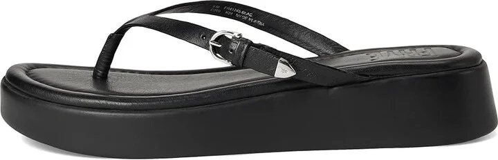 Frye Maya Buckle Thong Sandals Women's Wedge Shoes Black : 8 B - Medium, Leather - Image 6