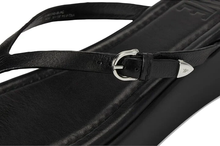 Frye Maya Buckle Thong Sandals Women's Wedge Shoes Black : 8 B - Medium, Leather - Image 7