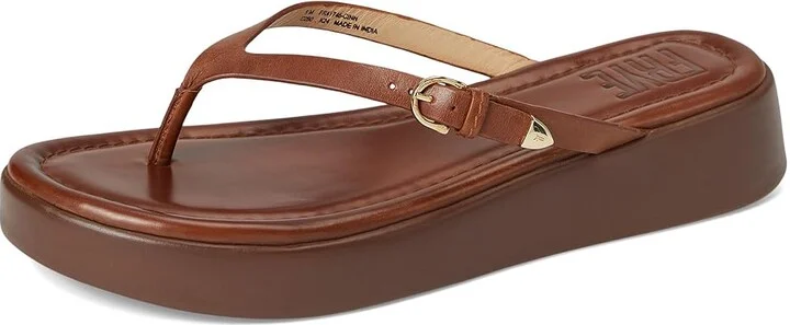 Frye Maya Buckle Thong Sandals Women's Wedge Shoes Cinnamon : 11 B - Medium, Leather - Image 5