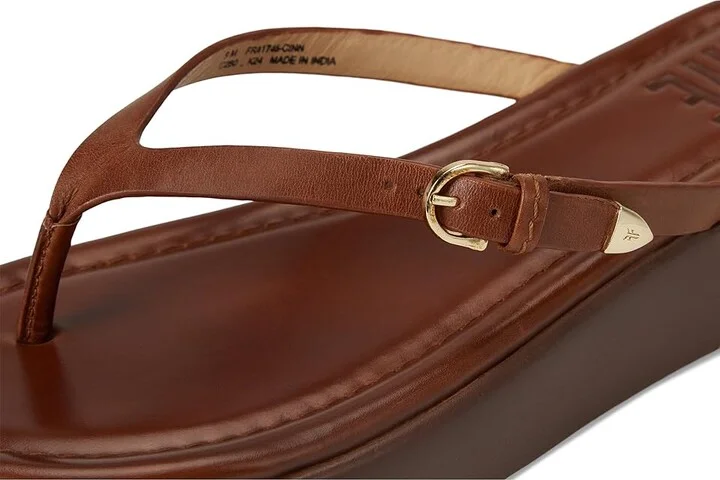 Frye Maya Buckle Thong Sandals Women's Wedge Shoes Cinnamon : 11 B - Medium, Leather - Image 7