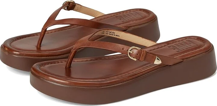 Frye Maya Buckle Thong Sandals Women's Wedge Shoes Cinnamon : 11 B - Medium, Leather