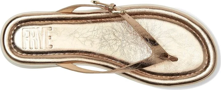 Frye Maya Buckle Thong Sandals Women's Wedge Shoes Dark Gold : 10 B - Medium, Leather - Image 2