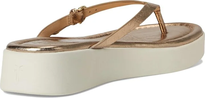 Frye Maya Buckle Thong Sandals Women's Wedge Shoes Dark Gold : 10 B - Medium, Leather - Image 4