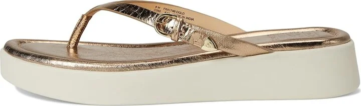 Frye Maya Buckle Thong Sandals Women's Wedge Shoes Dark Gold : 10 B - Medium, Leather - Image 6