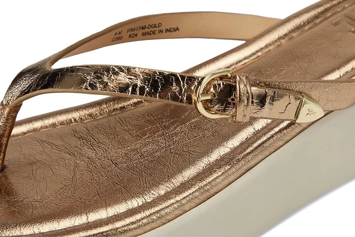 Frye Maya Buckle Thong Sandals Women's Wedge Shoes Dark Gold : 10 B - Medium, Leather - Image 7