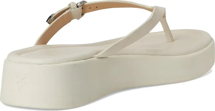 Frye Maya Buckle Thong Sandals Women's Wedge Shoes Ivory : 10 B - Medium, Leather - Image 4