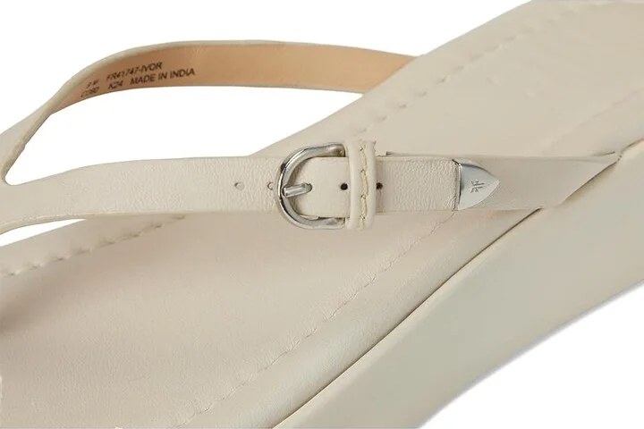 Frye Maya Buckle Thong Sandals Women's Wedge Shoes Ivory : 10 B - Medium, Leather - Image 7