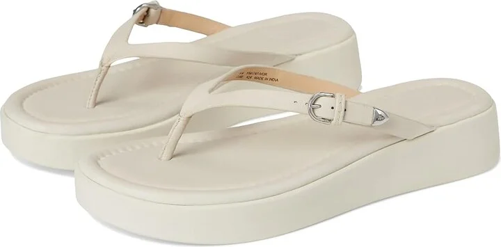 Frye Maya Buckle Thong Sandals Women's Wedge Shoes Ivory : 10 B - Medium, Leather