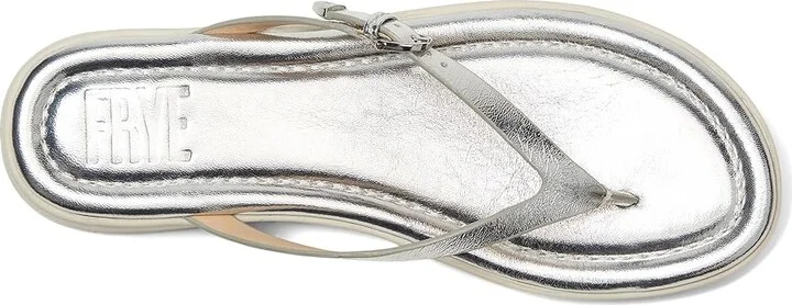 Frye Maya Buckle Thong Sandals Women's Wedge Shoes Silver : 9.5 B - Medium, Leather - Image 2