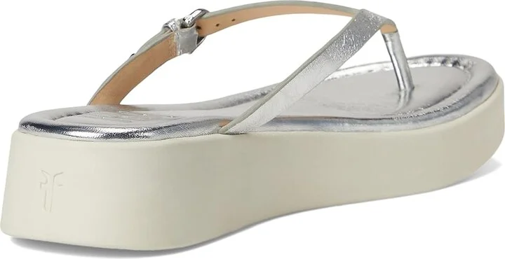 Frye Maya Buckle Thong Sandals Women's Wedge Shoes Silver : 9.5 B - Medium, Leather - Image 4