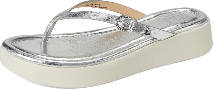 Frye Maya Buckle Thong Sandals Women's Wedge Shoes Silver : 9.5 B - Medium, Leather - Image 5