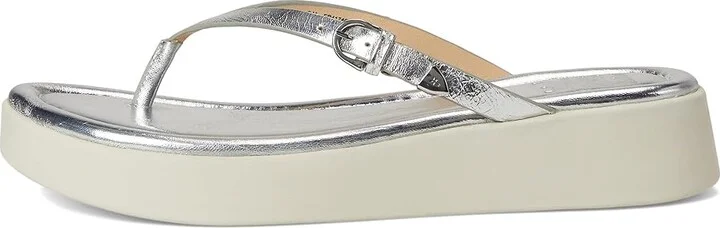Frye Maya Buckle Thong Sandals Women's Wedge Shoes Silver : 9.5 B - Medium, Leather - Image 6