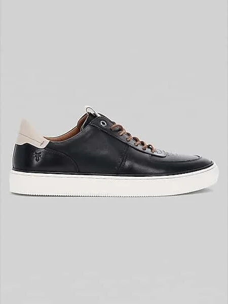 Frye Men's Astor Leather Low Lace Court Sneakers Black