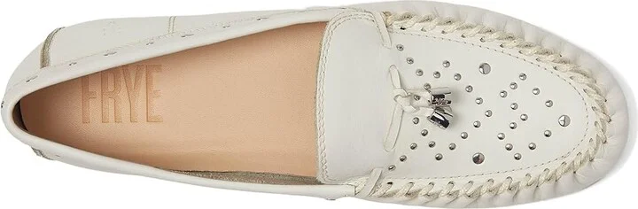 Frye Naya Stud Moc Women's Shoes White : 7 B - Medium, Leather/Suede - Image 2