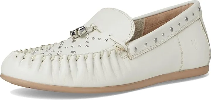 Frye Naya Stud Moc Women's Shoes White : 7 B - Medium, Leather/Suede - Image 5