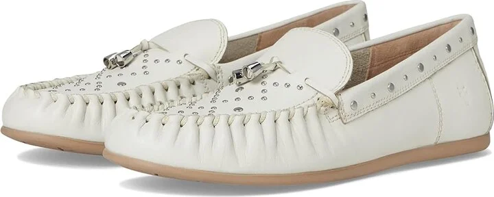 Frye Naya Stud Moc Women's Shoes White : 7 B - Medium, Leather/Suede