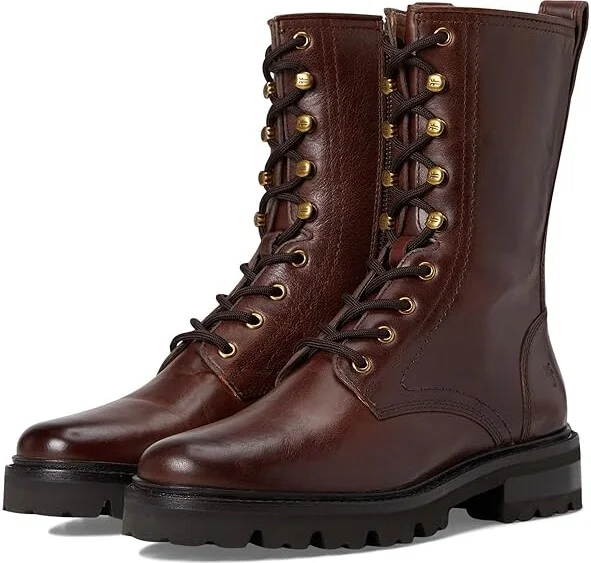 Frye Olivia Combat Women's Boots Bourbon : 7 B - Medium, Leather