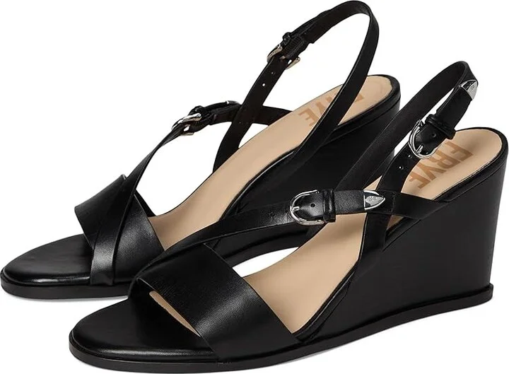 Frye Rachel Buckle Sandals Women's Sandals Black : 7 B - Medium, Leather