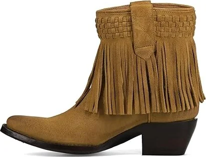 Frye Sacha Short Fringe Bootie Women's Boots Dark Sand : 6.5 B - Medium, Suede - Image 6