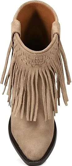 Frye Sacha Short Fringe Bootie Women's Boots Taupe : 8 B - Medium, Suede - Image 2