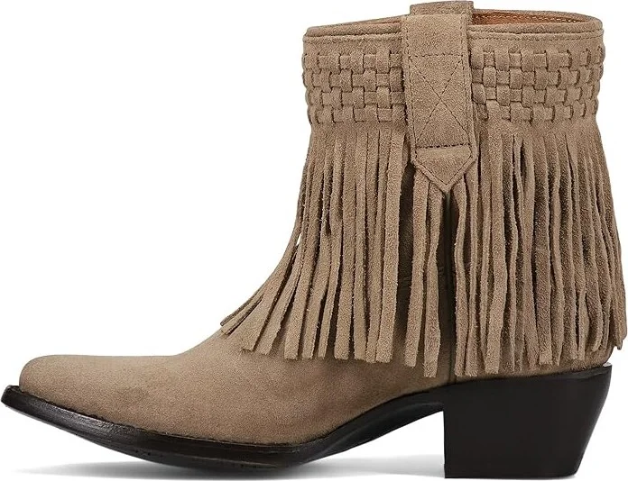 Frye Sacha Short Fringe Bootie Women's Boots Taupe : 8 B - Medium, Suede - Image 6