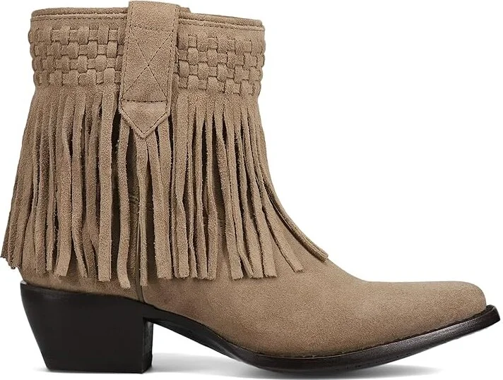 Frye Sacha Short Fringe Bootie Women's Boots Taupe : 8 B - Medium, Suede - Image 7