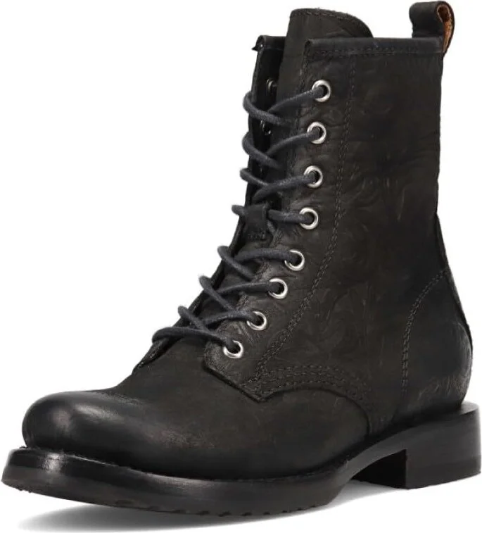 Frye Veronica Women’s Combat Boots Crafted from Hand-Burnished Vintage Italian Leather with genuine stitch-down welt construction and Leather Lining – 6 ¾” Shaft Height