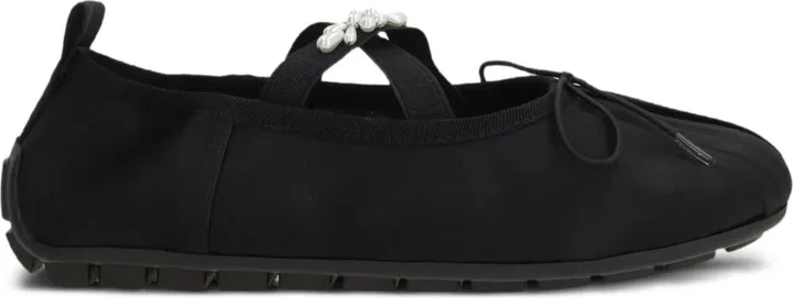 Fuax Pearl-Embellished Ballet Flats
