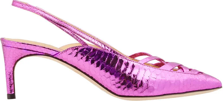 Fuchsia Amelia 60 Python Slingback Pumps