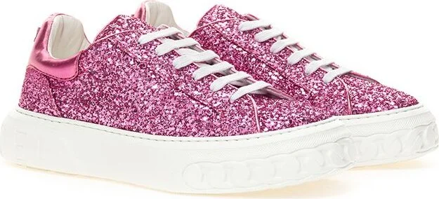 Fuchsia Elegance Leather Women's Sneakers - Image 2