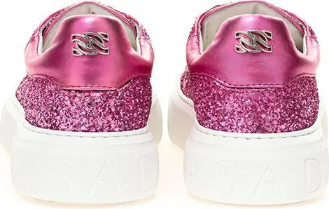 Fuchsia Elegance Leather Women's Sneakers - Image 3