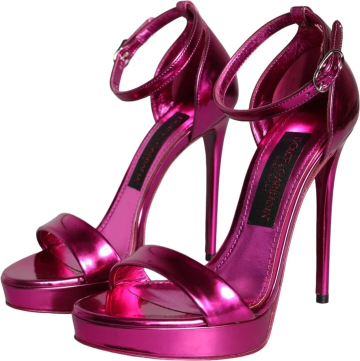 Fuchsia KEIRA Heels Ankle Strap Sandals Women's Shoes - Image 3