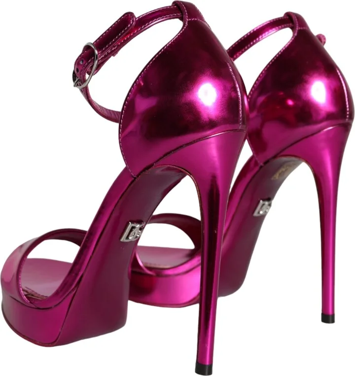 Fuchsia KEIRA Heels Ankle Strap Sandals Women's Shoes - Image 4