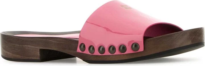 Fuchsia Leather Clogs - Image 2
