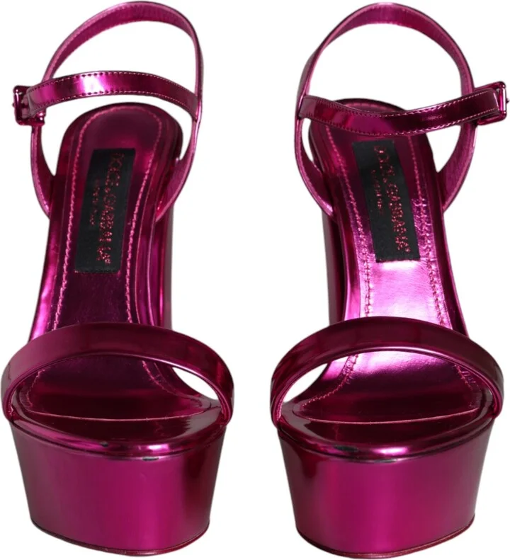 Fuchsia Leather Platform Logo Keira Sandals Women's Shoes (Pre-Owned) - Image 2