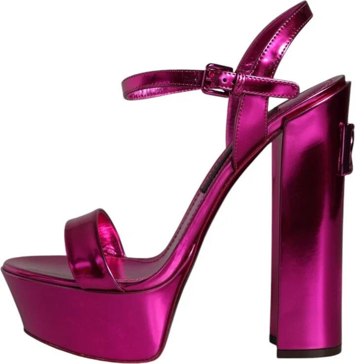 Fuchsia Leather Platform Logo Keira Sandals Women's Shoes (Pre-Owned) - Image 6