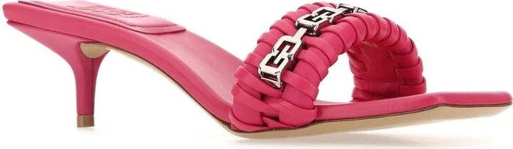 Fuchsia Nappa Leather G Woven Mules - Image 2