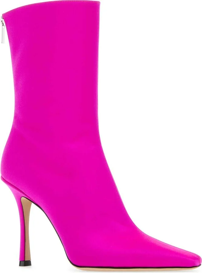 Fuchsia Satin Ankle Boots - Image 2