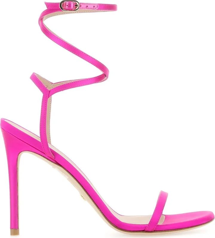Fuchsia satin Barelynude 100 sandals
