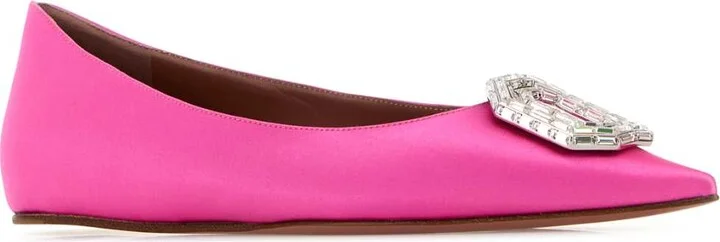 Fuchsia Satin Camelia Ballerinas - Image 2