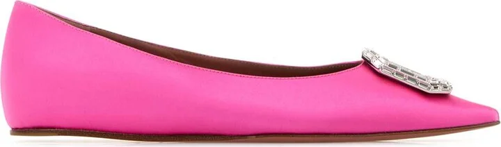 Fuchsia Satin Camelia Ballerinas