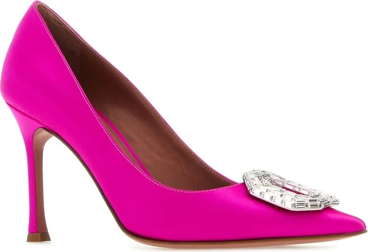 Fuchsia Satin Camelia Pumps - Image 2