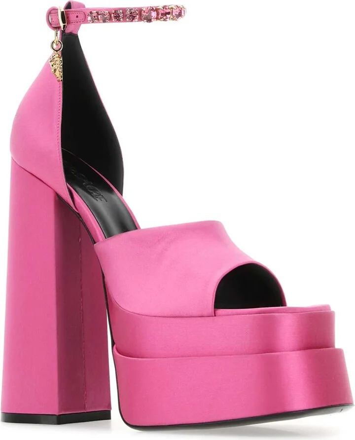 Fuchsia Satin Medusa Aevitas Sandals - Image 2
