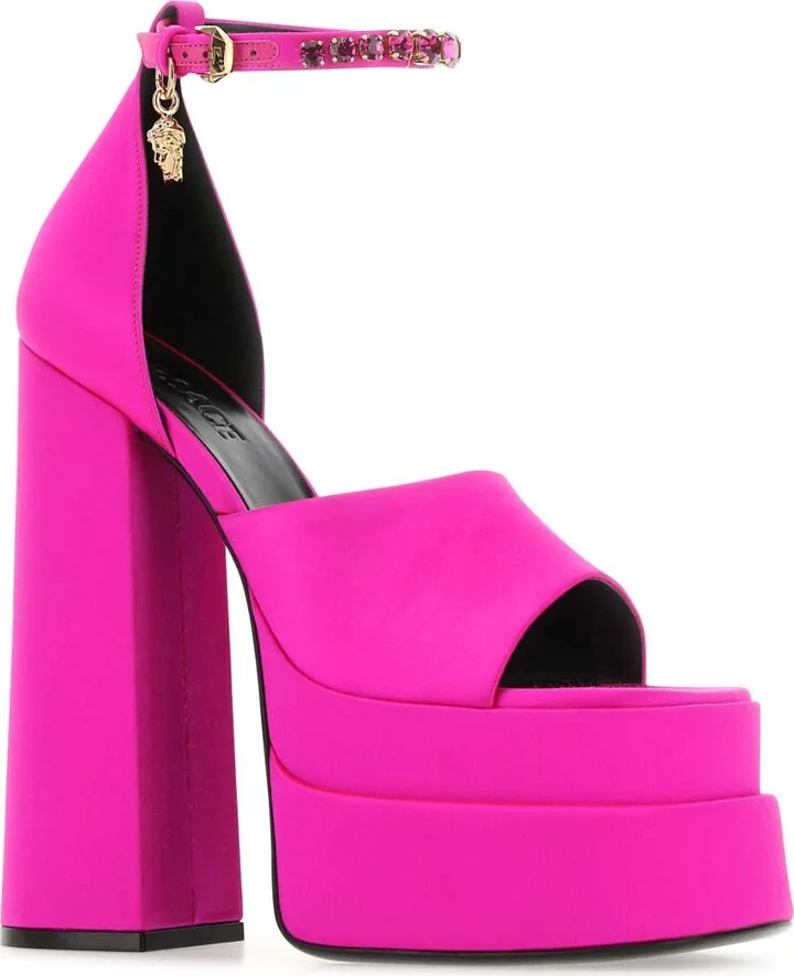 Fuchsia Satin Medusa Aevitas Sandals - Image 2