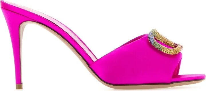 Fuchsia satin Valentino Garavani Escape mules