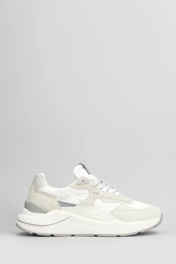 Fuga Sneakers In White Suede And Fabric